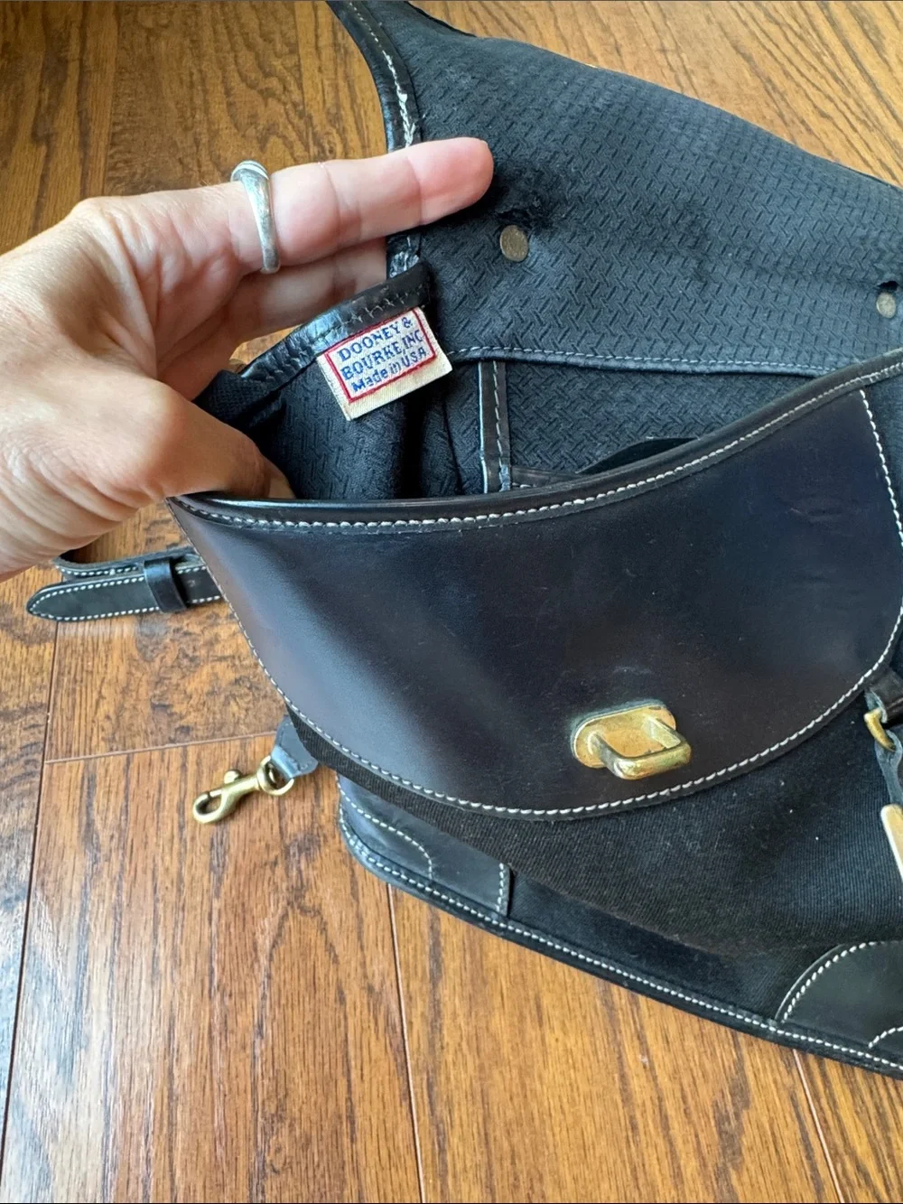 Dooney & Bourke Black Leather Trim Backpack